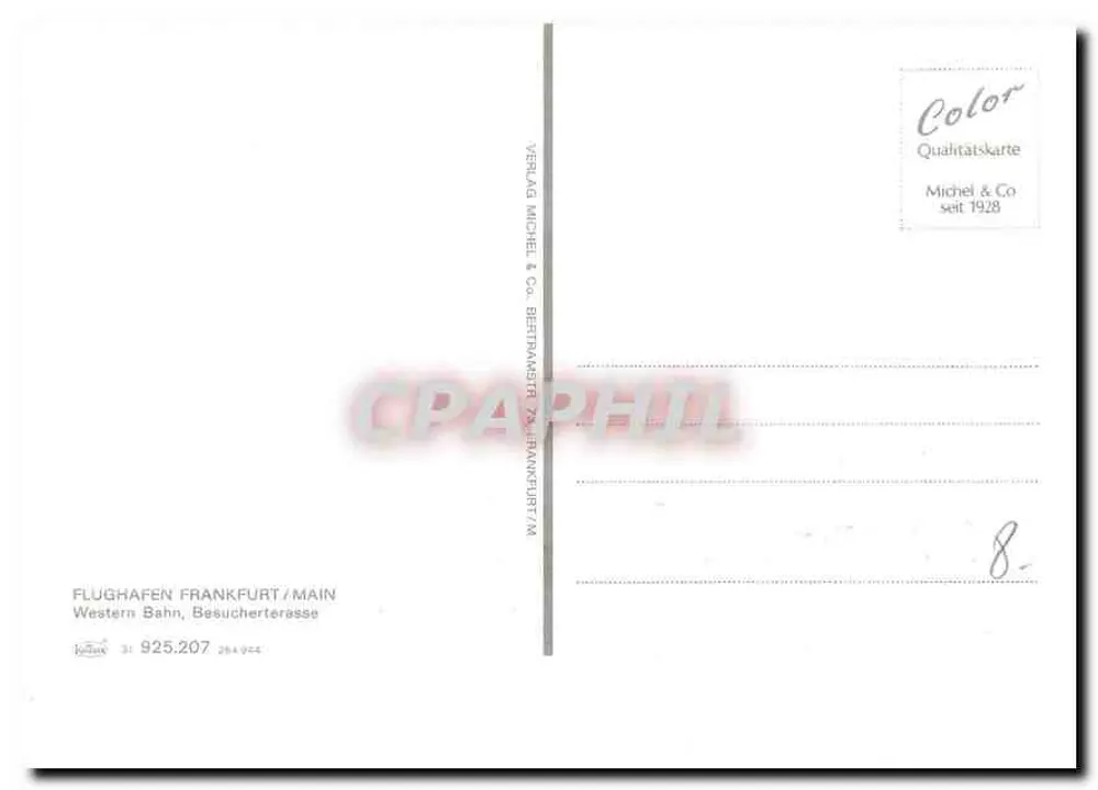 Flughafen Frankfurt — Touristenzug und Lufthansa-Flugzeug — Verlag Michel & Co. - Rückseite