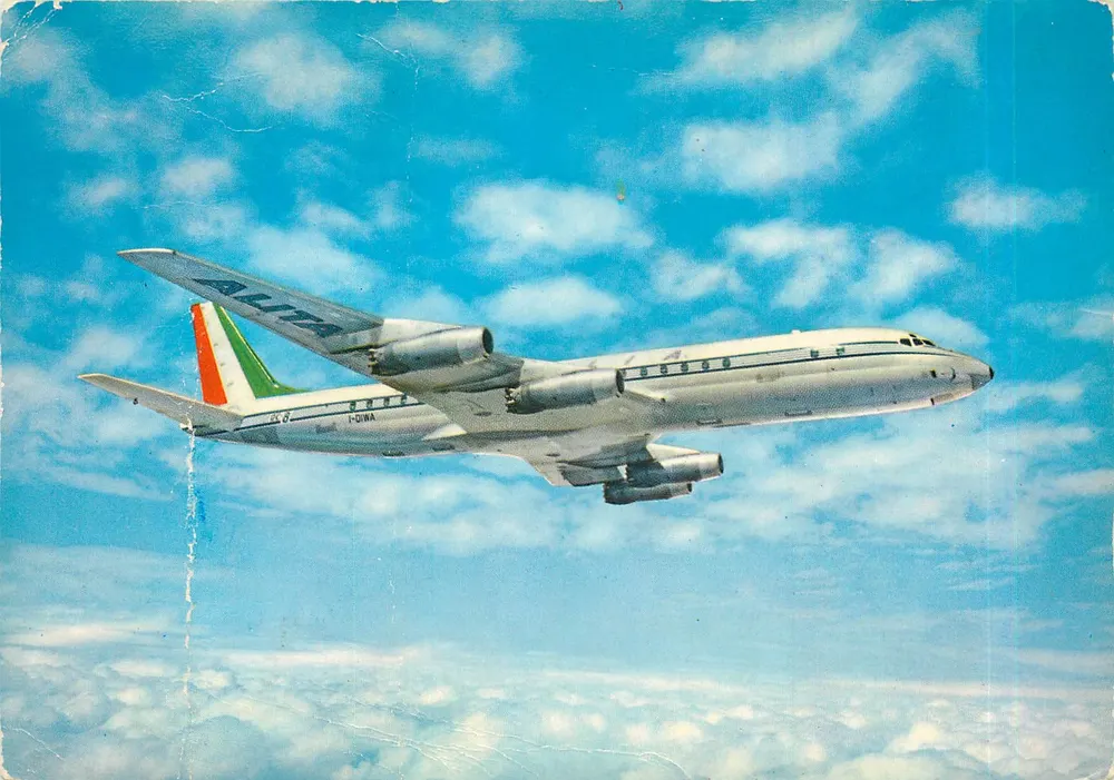 Vliegtuig Alitalia Douglas DC-8 — Alitalia Airlines — uitgever Alitalia, serie-nummer 2 - Voorkant