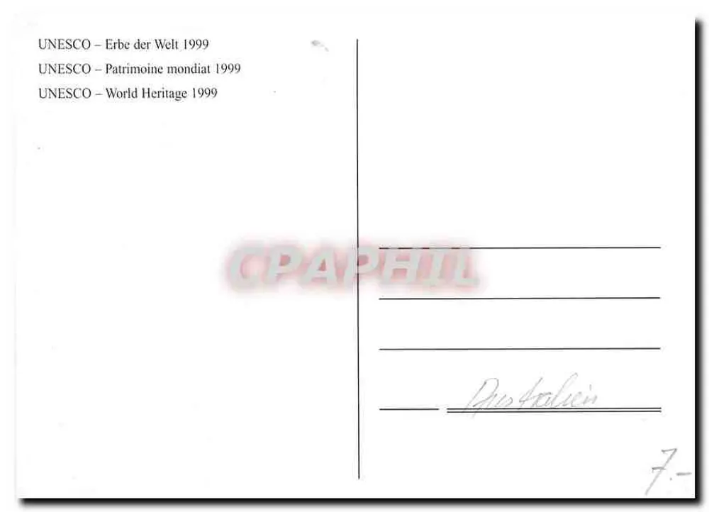 Sítios do patrimônio mundial da Austrália — UNESCO — 1999 — Administração Postal das Nações Unidas - Verso