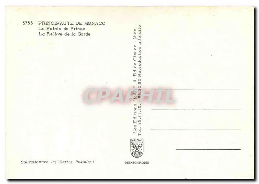 Palast des Prinzen — Monaco — Verlag Mexichrome, Nr. 5755 - Rückseite