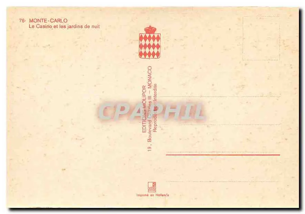 Monte-Carlo — Das Casino und die Nachtgärten — Éditions Molipor - Rückseite
