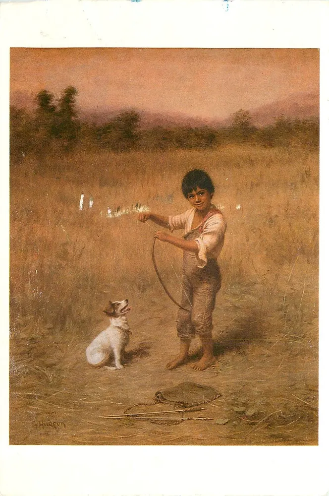 Kind und Hund — 'Sho-ma Be-gay' (Hark the Squirrel) — Grace Hudson Museum, Ukiah, CA - Vorderseite
