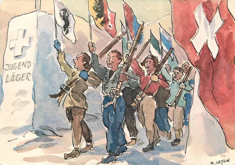 Juventude em acampamento de inverno — Jugendlager — M. Jaton - Frente