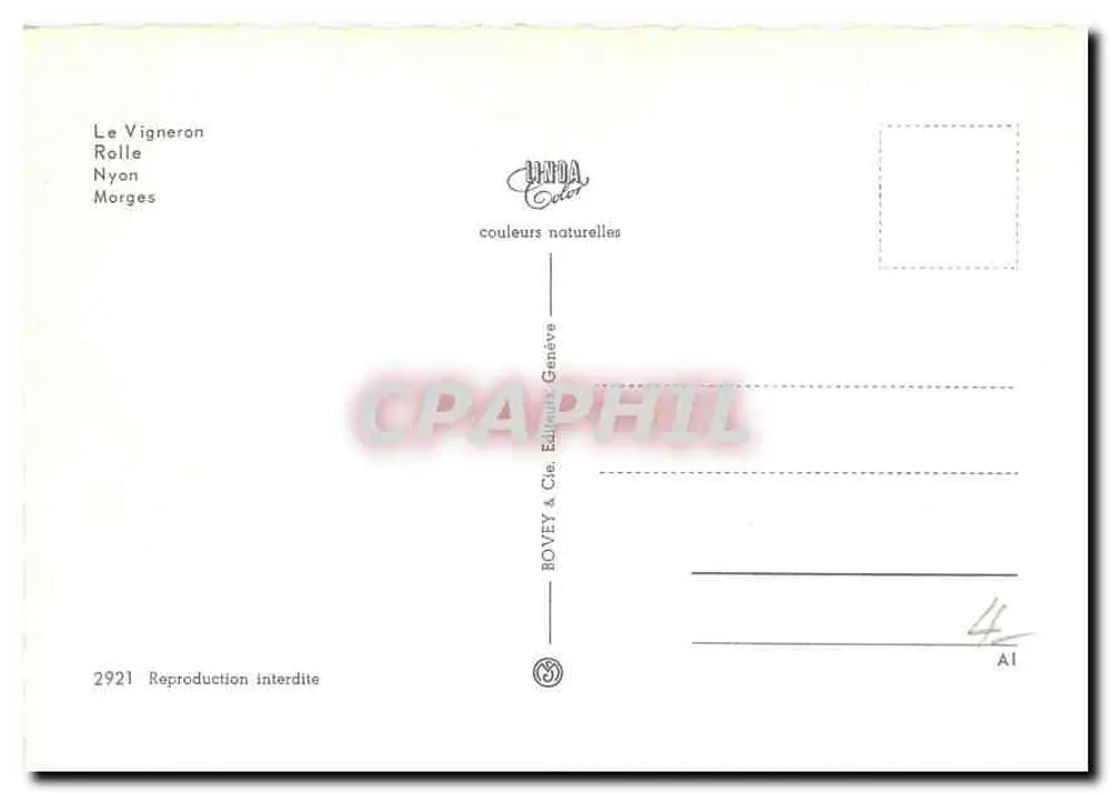 La Côte — vista panorâmica — BOVEY & Cie, Editor Genebra, n° 2921 - Verso