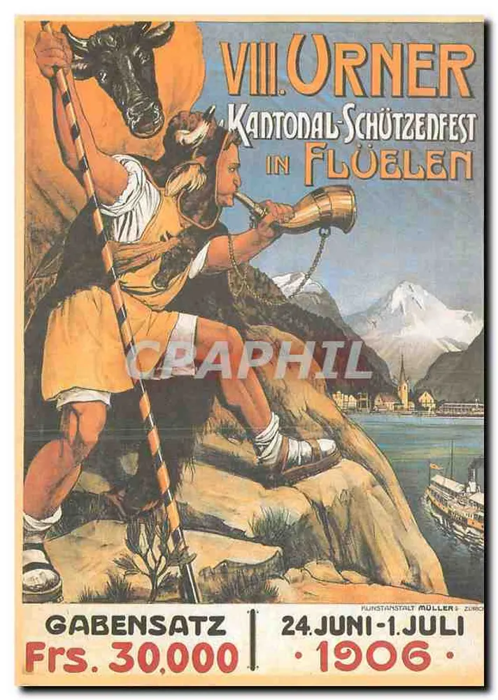 VIII. Orner Kantonal-Schützenfest in Flüelen — Kunstanstalt Müller, Zürich — n° 1309 - Vorderseite