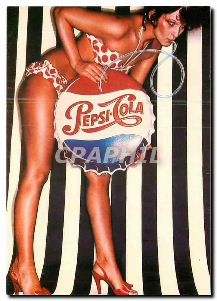 Mulher em maiô — propaganda Pepsi-Cola — Ed. Travelling 84 - Frente