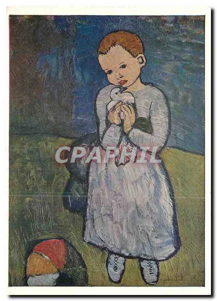 Criança com uma pomba — reprodução a partir de uma obra de Pablo Picasso (1881) — Pallas Postcard n°123 - Frente