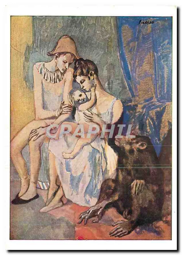 A família de acrobata — reprodução de gouache — Pallas Card 1151, editada pela The Pallas Gallery Ltd, Londres - Frente