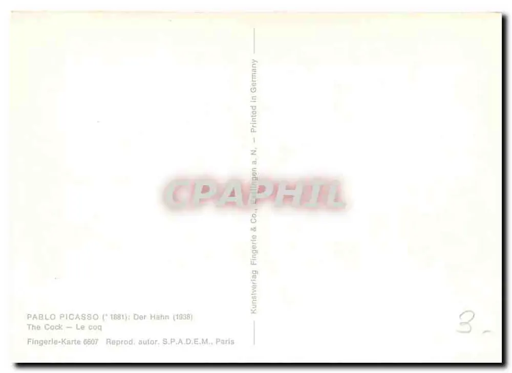 Gallo — Pablo Picasso — Edizione Fingerle & Co., N.° 6607 - Verso