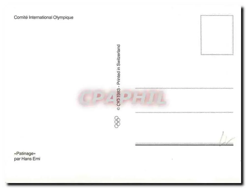 Patinação — obra de Hans Erni — Comitê Internacional Olímpico - Verso