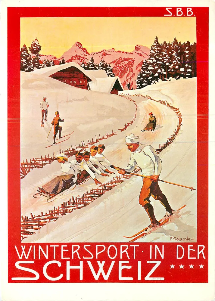 Wintersport in der Schweiz — S.B.B. — P. Colombi - Frente