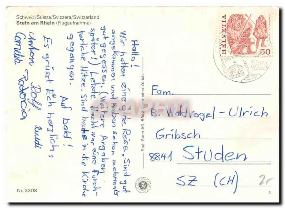 Stein am Rhein — vue aérienne — éditeur Nr. 3308 - Verso