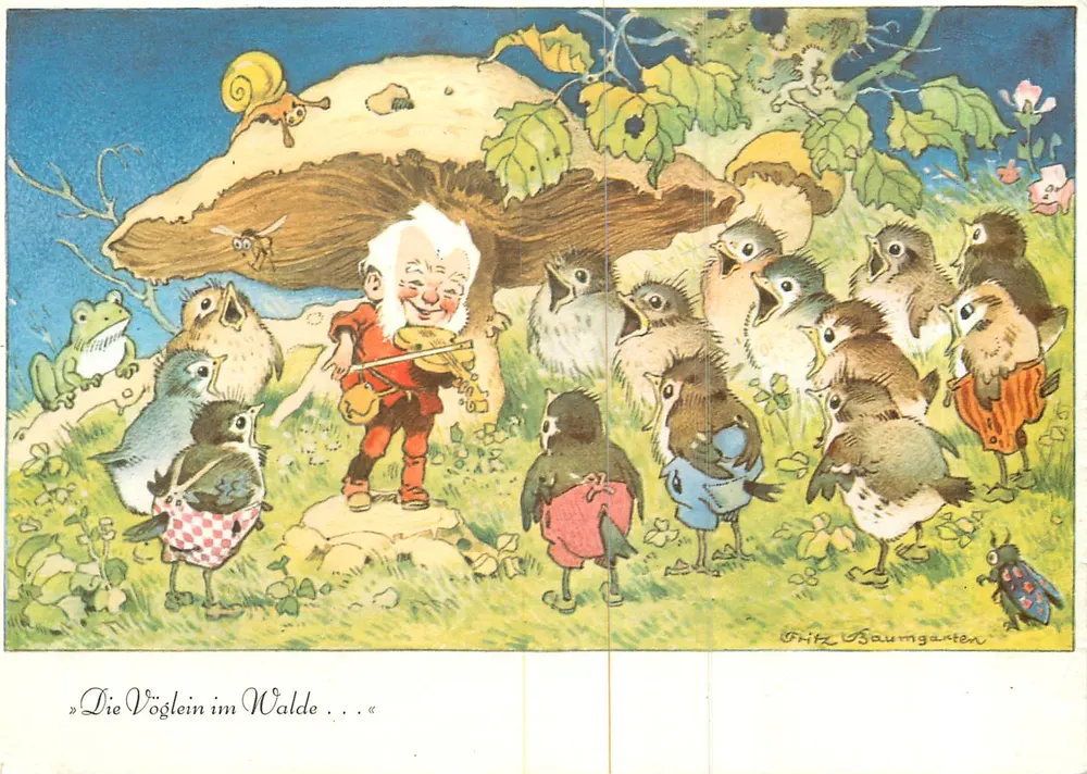 Os pequenos pássaros na floresta — ilustração de Fritz Baumgarten — Nr. 41 - Frente