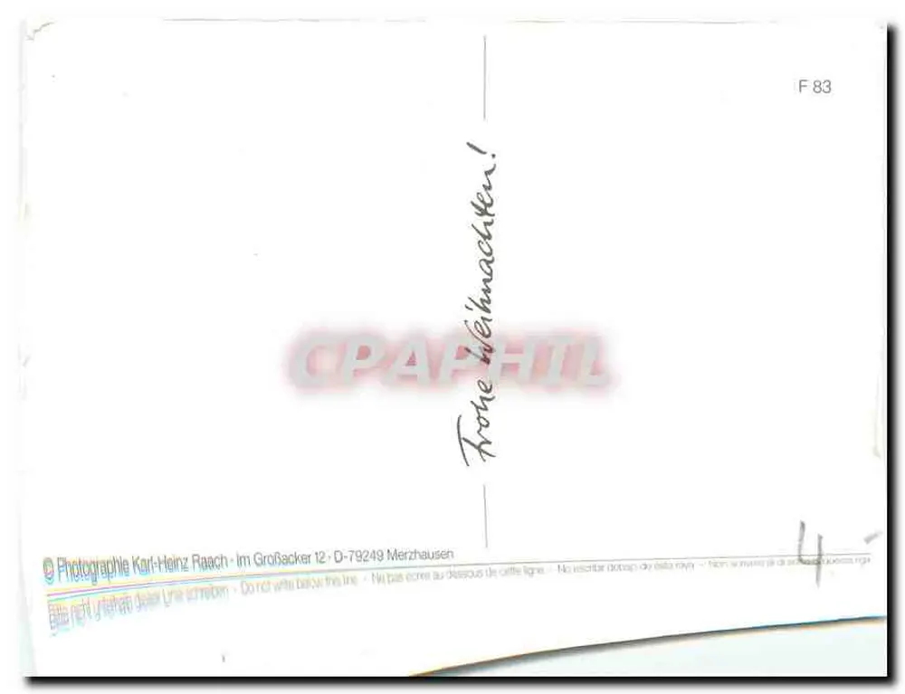Papai Noel de bicicleta — floresta nevada — Fotografia Karl-Heinz Raach, D-79249 Merzhausen - Verso