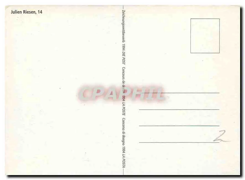 Caricatura de um carteiro espacial — PTT — Concurso da Correios 1994 - Verso