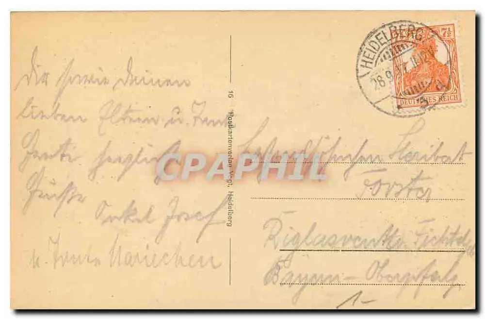 Heidelberg — Le château vu de la Hirschgasse — éditeur non visible - Verso