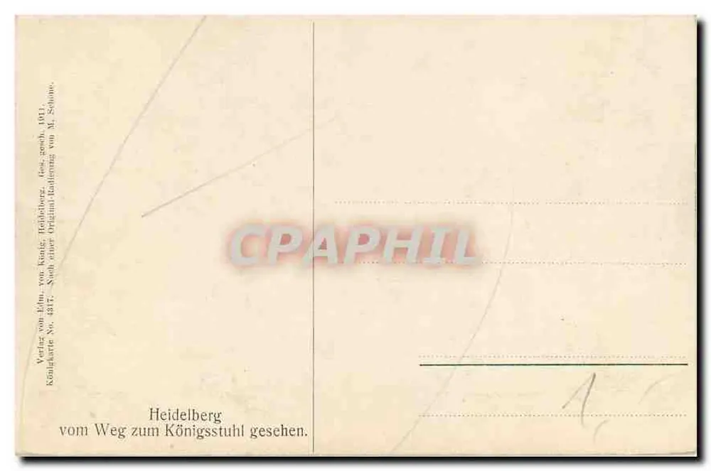 Heidelberg — vue depuis le chemin du Königstuhl — éditeur Königskarte No. 8317 - Rückseite