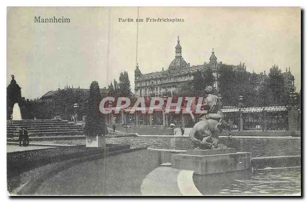 Mannheim — View of Friedrichsplatz — Verlag Adolf Bauer, Mannheim, no. 157 - Front