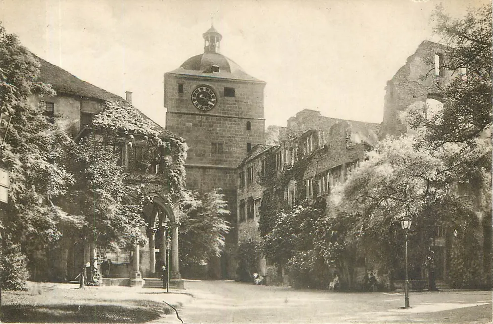 Schloss Heidelberg — Der Wartturm, Ludwigsbau und Ruprechtsbau — Verlag von Edm. von Eitzen, Heidelberg - Vorderseite