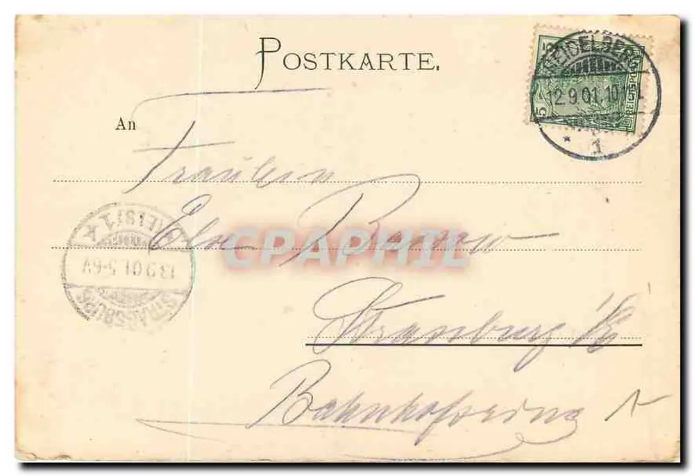 Le château de Heidelberg — Le donjon détruit — Verlag v. Carl Lange, Heidelberg, N° 528 - Verso
