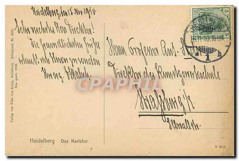 Heidelberg — O Karlstor — editor Verlag von Edin von Kühle, Heidelberg - Verso