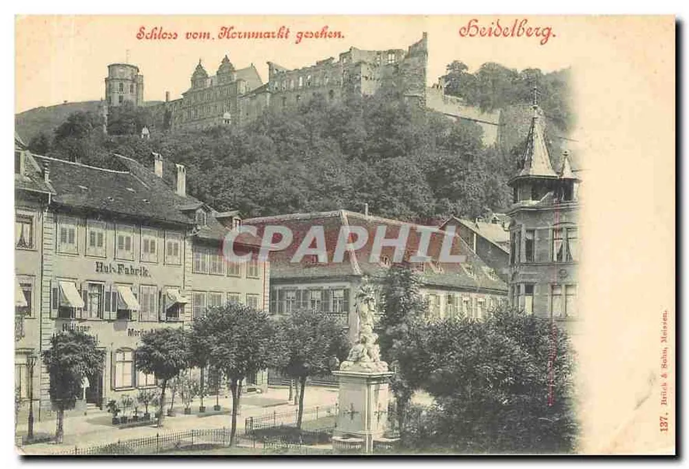 Schloss vom Hornmarkt gesehen. Heidelberg. — Brück & Sohn, Museum, n° 137 - Recto