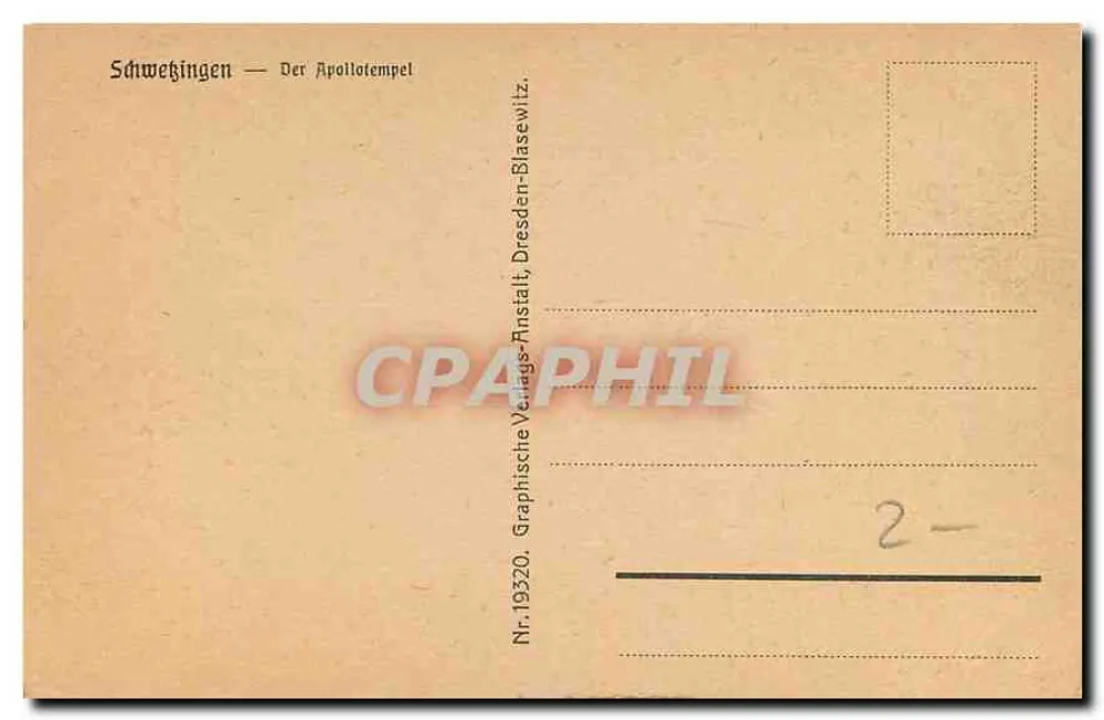 Schwewingen — The Apollo Temple — Graphische Verlags-Anstalt, Dresden-Blasewitz - Back