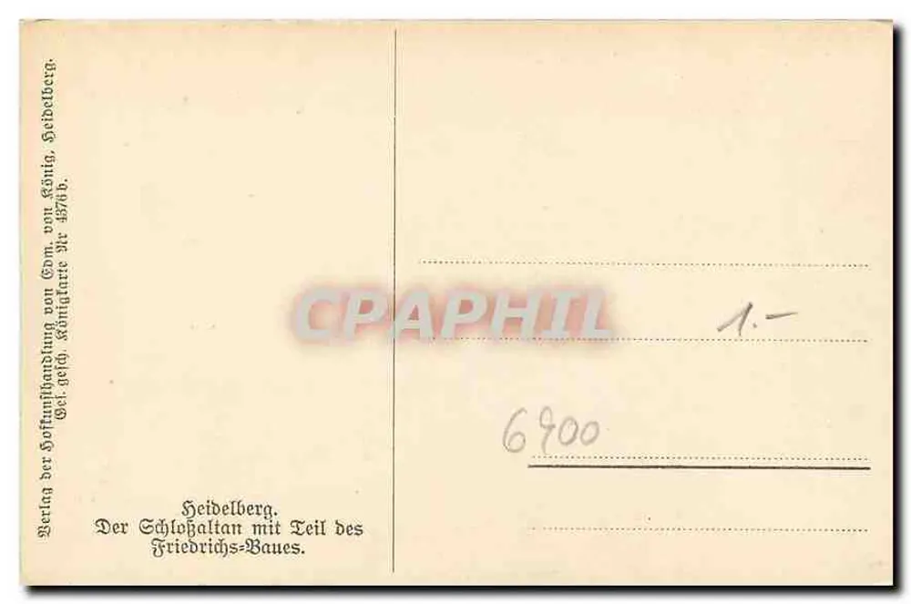 Heidelberg — Château de Friedrich avec partie du château — éditeur Heidelberg, n° 6900 - Verso