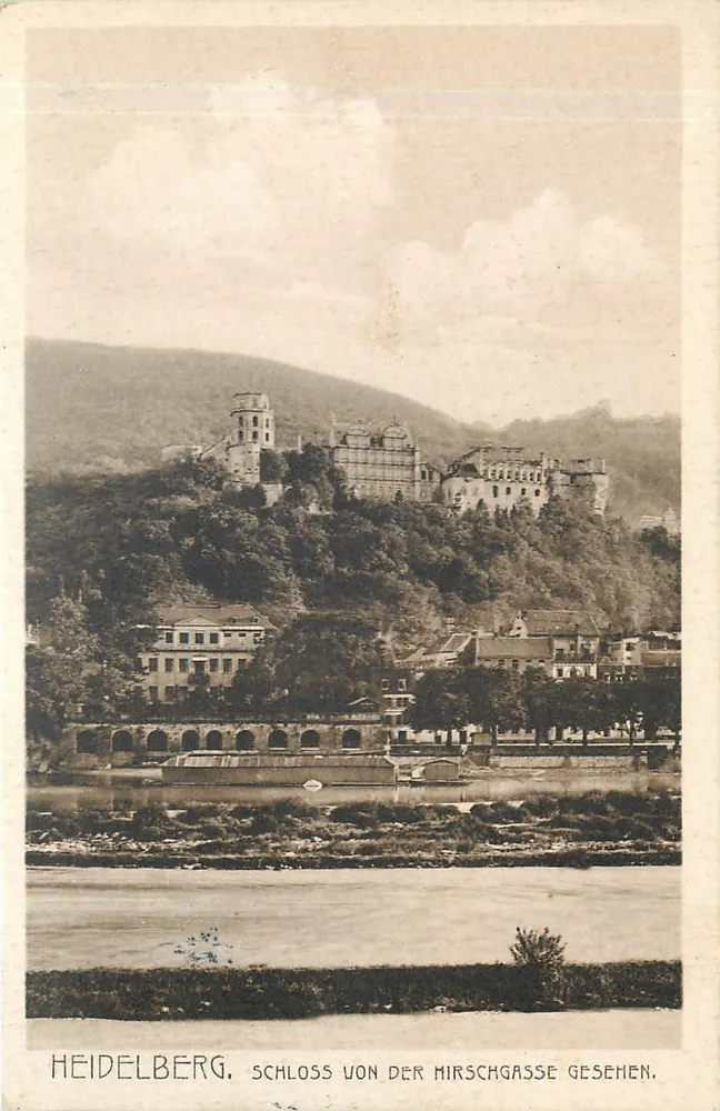 Heidelberg. Schloss von der Mirschgasse gesehen — éditeur Louis Glaser, Leipzig - Recto