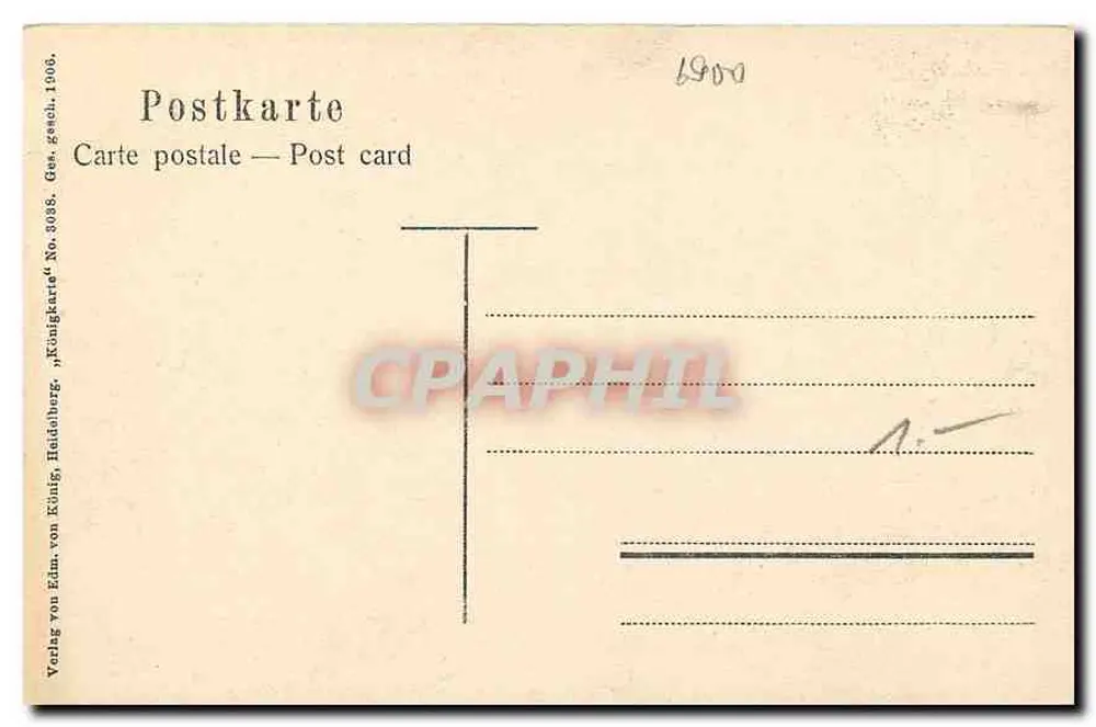 Heidelberg — Os anjos no Ruprechtsbau — Verlag von Edm. von König, Heidelberg, No 3088 - Verso