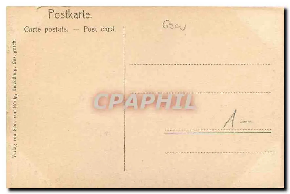 Heidelberg. Il castello sotto la luna — Vellag von Edm. von König Heidelberg — 1912 - Verso