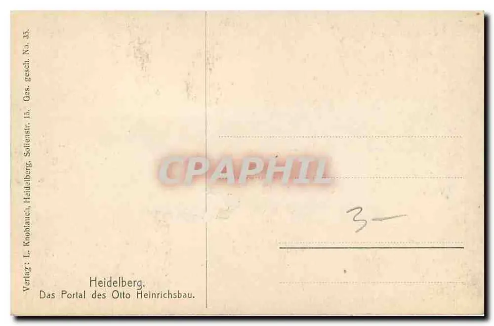 Portal des Otto Heinrichsbau — Heidelberg — Verlag L. Knoblauch, Heidelberg - Rückseite