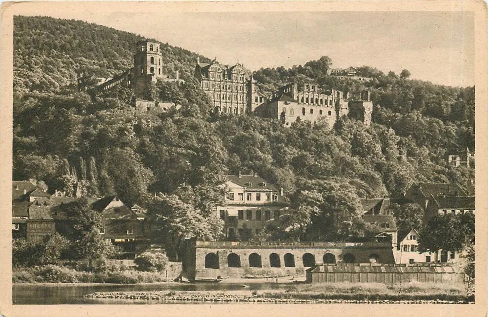 Heidelberg — Ansicht des Schlosses von der Hirschgasse — Verlag: Kunaverlag Köln - Vorderseite