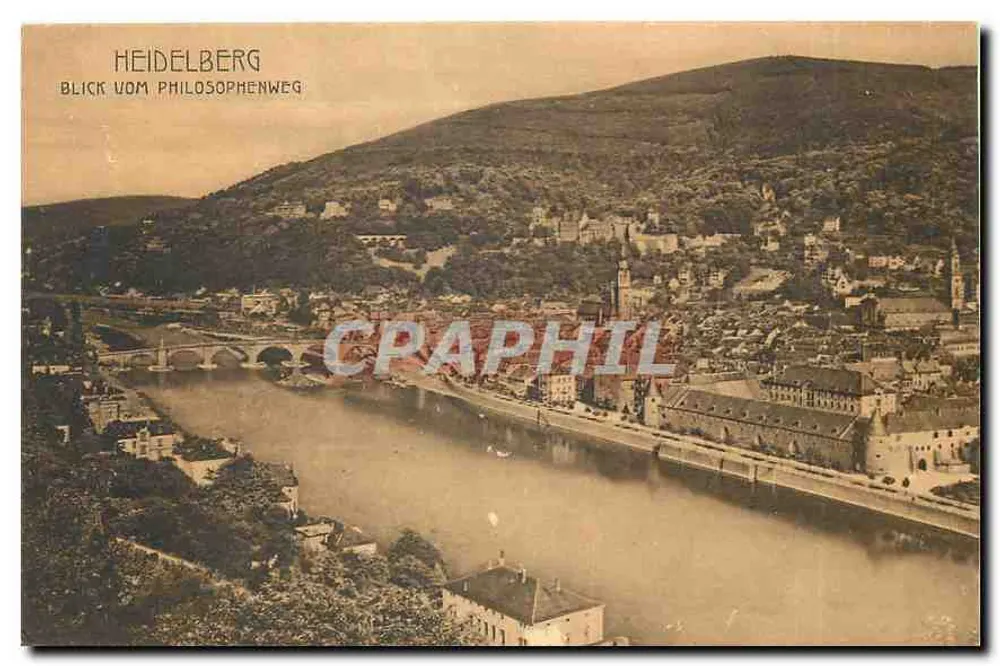 Heidelberg — Vista desde o Philosophenweg — editor Dresers Künstanst. Dortmund, n° 8456 - Frente