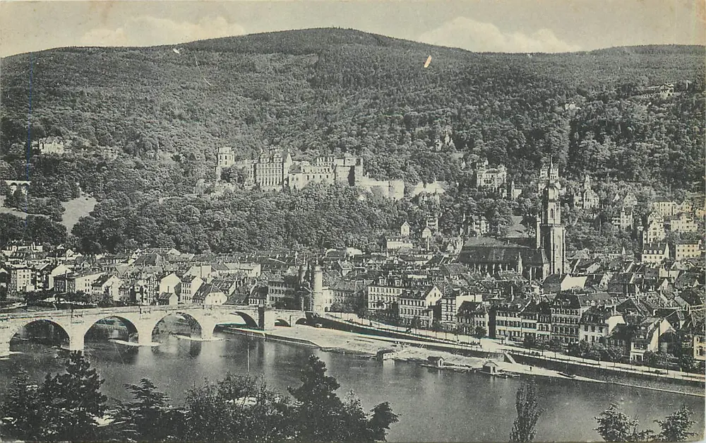 Heidelberg — vista desde o Philosophenweg — editor König's Kunstverlag, n° 4136 - Frente