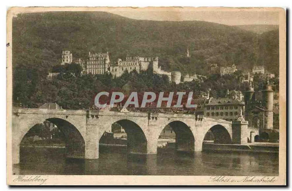 Heidelberg — Castelo e ponte do Neckar — Kupferstichkarte - Frente