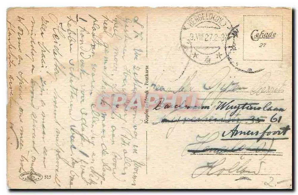 Heidelberg — Castelo e ponte do Neckar — Kupferstichkarte - Verso