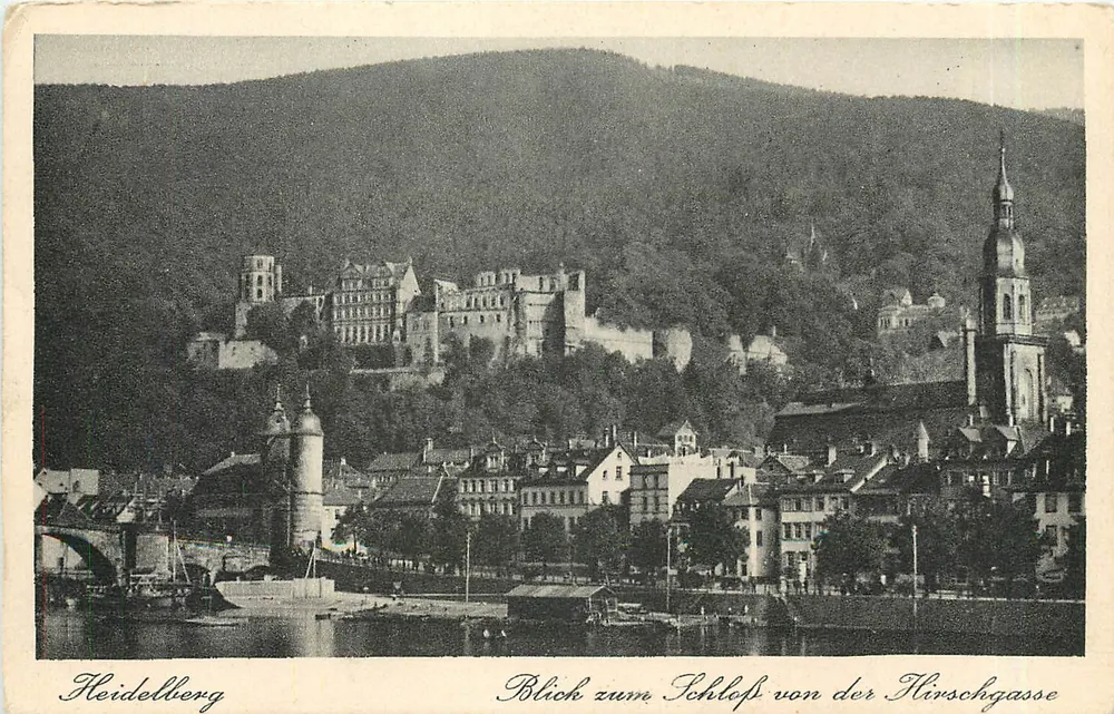 Heidelberg — Vue du château depuis la Hirschgasse — éditeur non identifié, n° de série r 9005 - Recto