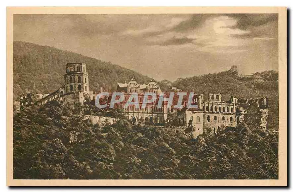 Schloss Heidelberg — Ansicht von der Hirschgasse — Verlag Edm. von Rößig, Heidelberg, Nr. 44 - Vorderseite