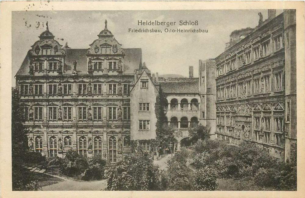 Heidelberger Schloß — Friedrichsbau, Otto-Heinrichsbau — Postkartenverlag, Dresdner Straße 36, Heidelberg - Vorderseite
