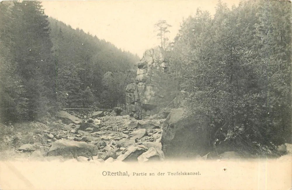 Okerthal, Parte junto a la Silla del Diablo — Nordwestdeutscher Kunstverlag, Goßlar - Anverso