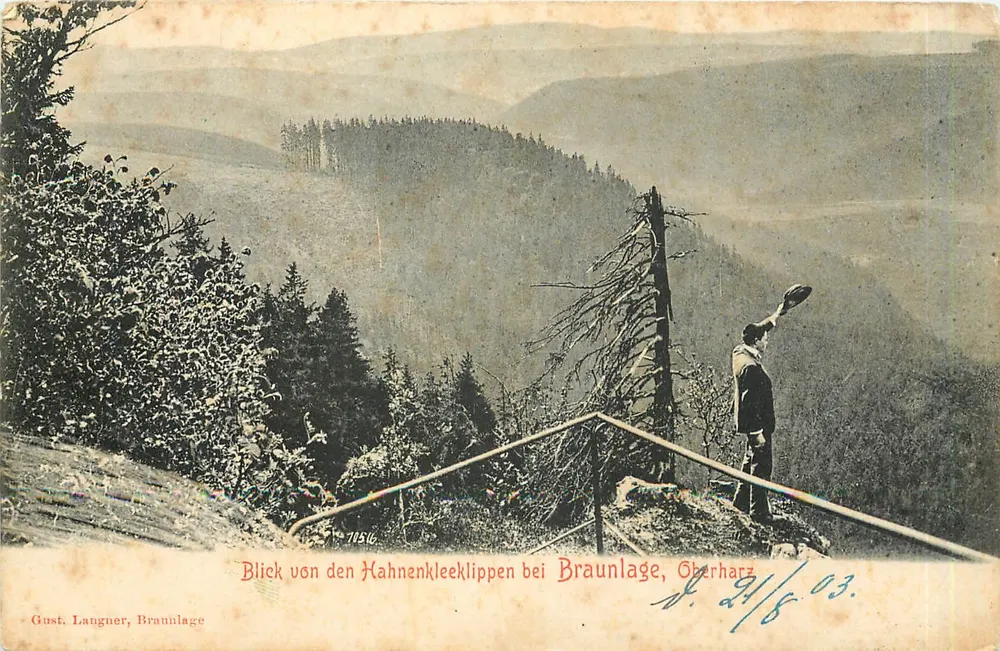 Blick von den Hahnenkleeklippen bei Braunlage, Oberharz — Gust. Langner, Braunlage - Vorderseite