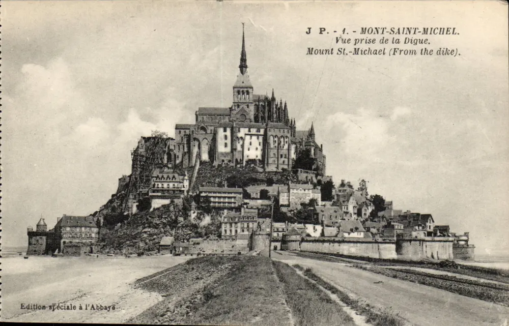 Mont-Saint-Michel — Ansicht von der Digue — J.P. - 1 - Sonderausgabe in der Abtei - Vorderseite