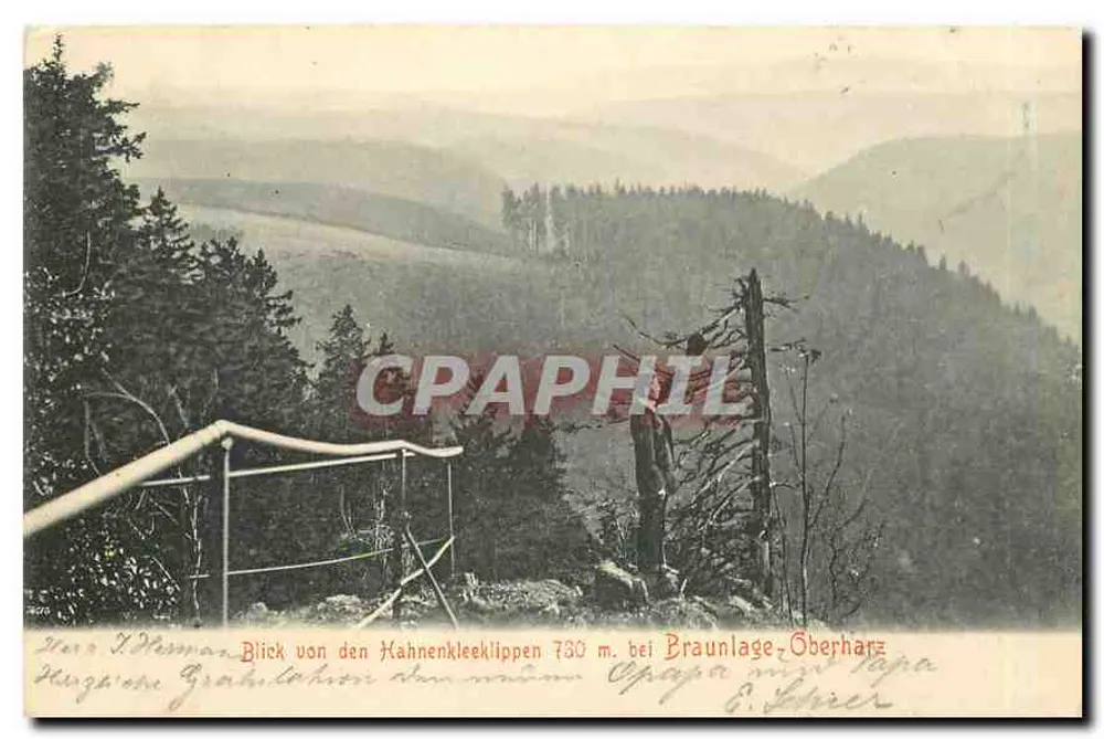 Ausblick von den Kahnennklelippen 730 m bei Braunlage-Oberharz — E. Lüer - Vorderseite