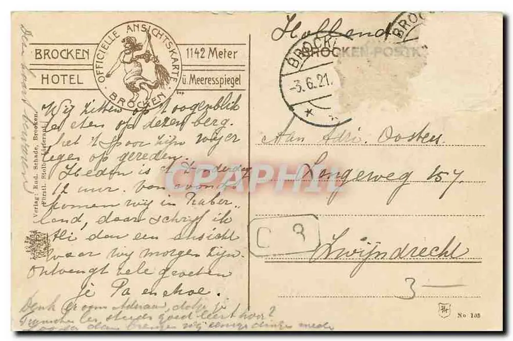ब्रोकेन, 1142 मीटर ऊपर समुद्र तल से - टीफल्सकैंजेल - आधिकारिक दृश्य कार्ड - पीछे