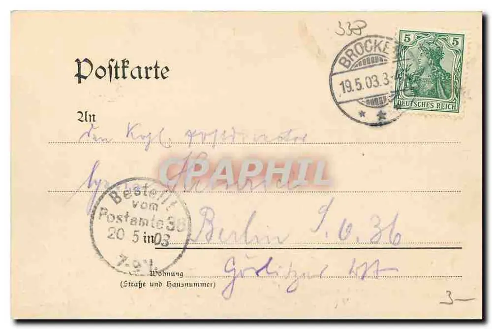ब्रोकेन का दृश्य — प्रकाशक Fr. Rose, Wernigerode — श्रृंखला संख्या अदृश्य - पीछे