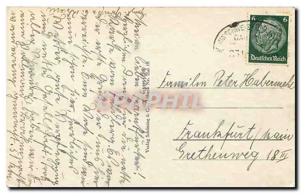 Bad Haryburg - Al Kurhaus — vista del parque y del kiosco — Verlag Schöning & Co. Nr. 19 - Reverso