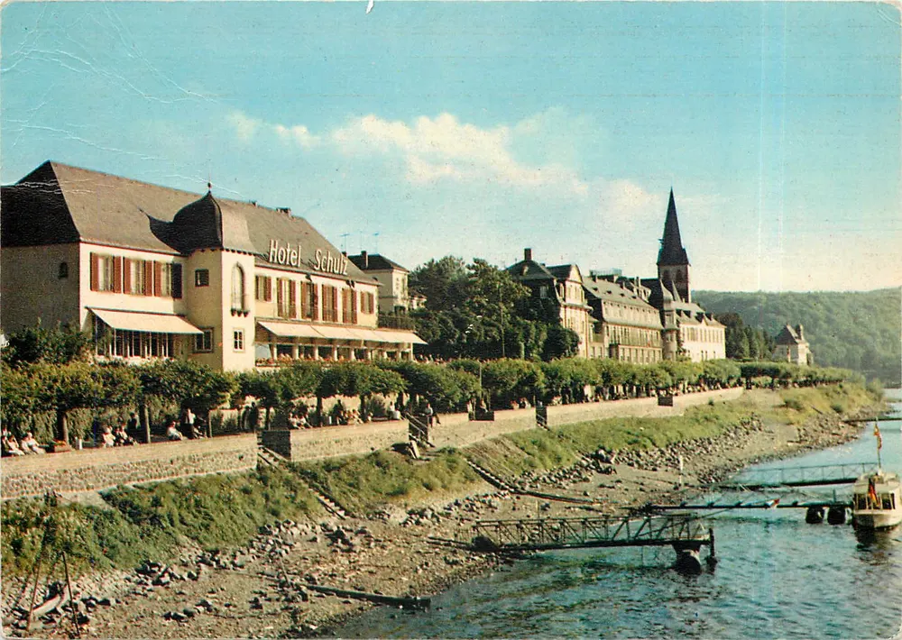 Unkel am Rhein — Promenade del Rin — Fabricante y editor Sättling & Co., D-Besten N.T. 92151 - Anverso