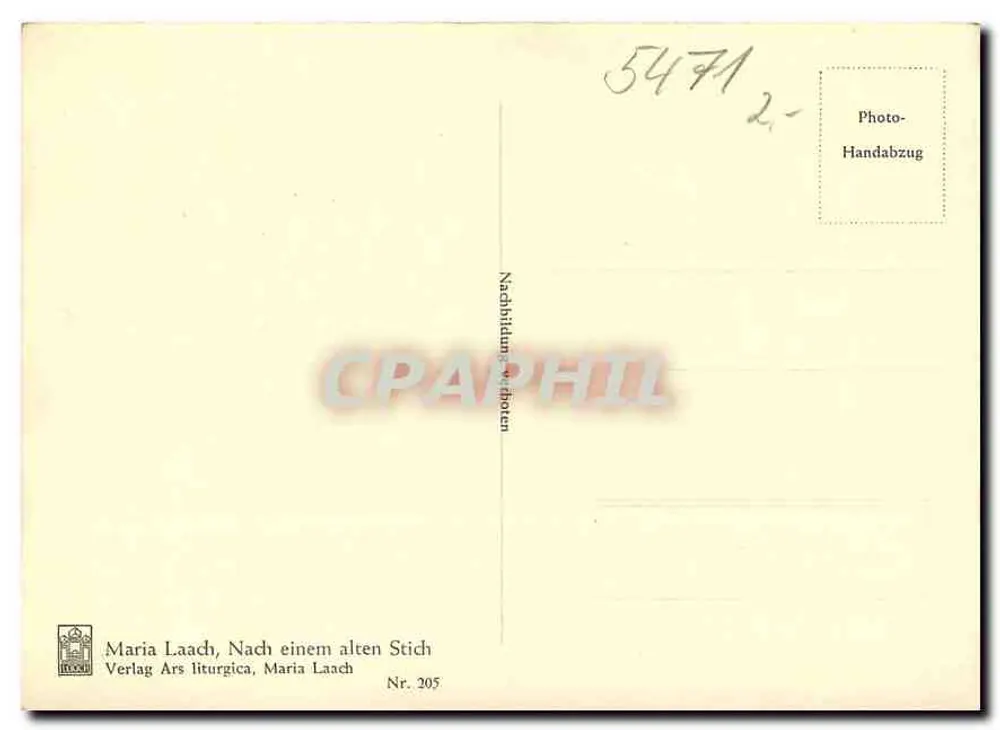 Zamek Maria Laach — widok panoramiczny — Verlag Ars liturgica, Maria Laach, n° 205 - Rewers