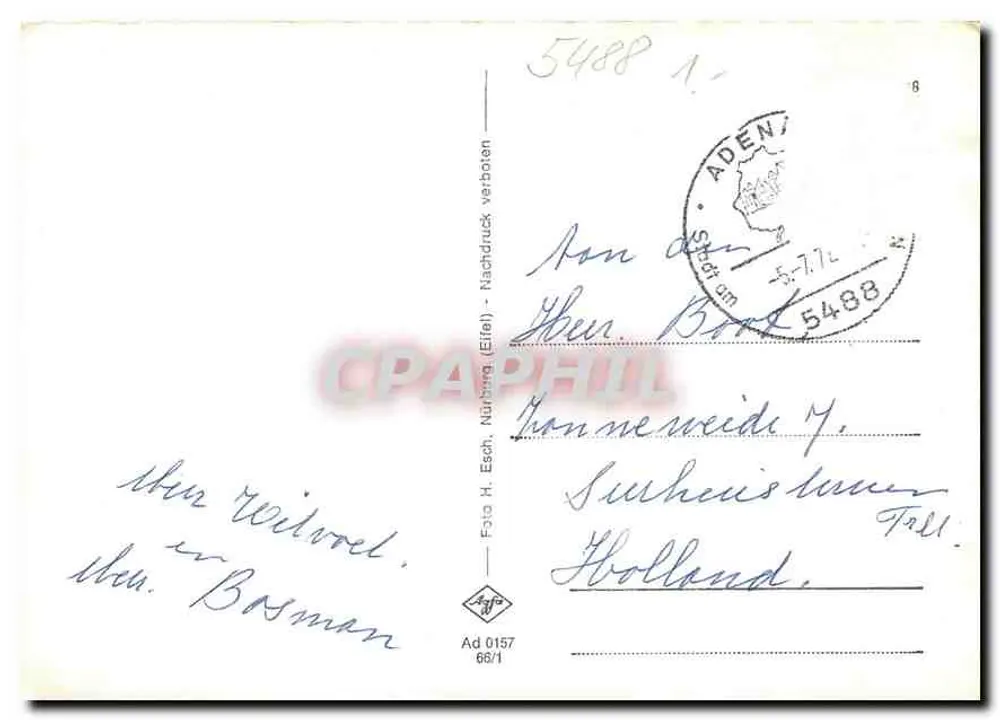 Adenau (Eifel) — vista panorâmica — Foto H. Esch, Nürburg (Eifel), n° Ad 0157 - Verso